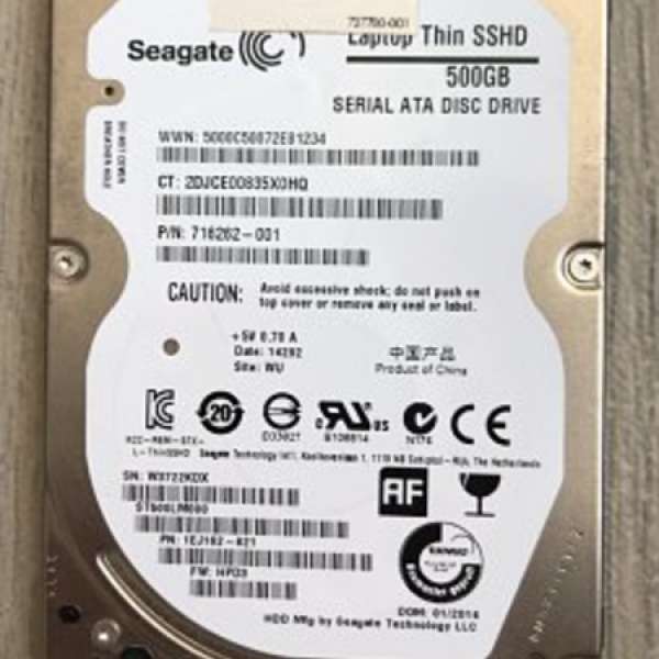 Seagate SSHD 500GB 2.5寸 5400rpm notebook或外置 混合硬碟ST500LM000