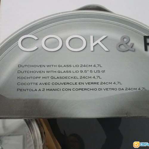 全新Thomas 24cm 4.7L 不銹鋼 有蓋雙耳鍋 (連玻璃蓋)