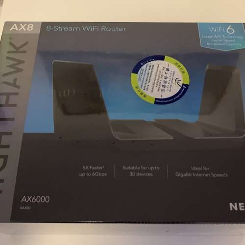 全新 Netgear Nighthawk AX8 RAX80 WiFi 6 Router 雙頻 路由器 有單有保