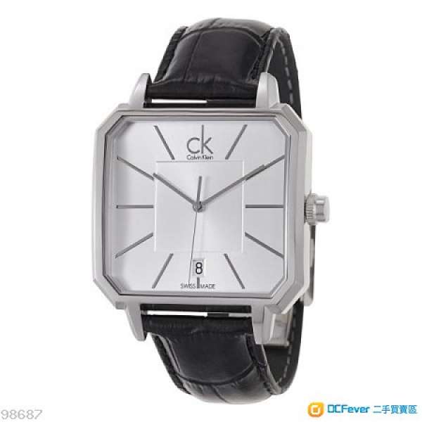 Swiss Made Calvin Klein Quartz Watch CK 全新 皮帶石英手錶 銀鋼白面 new with box