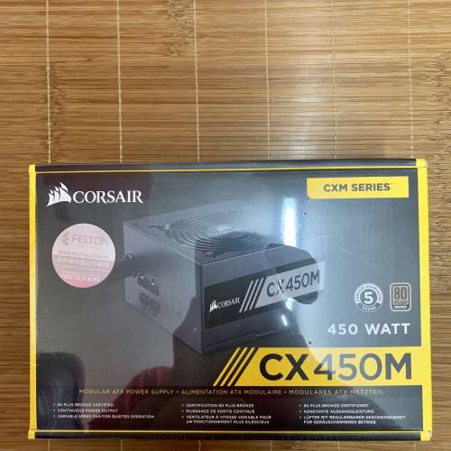 全新Corsair CX450M 80Plus Bronze 半模組火牛