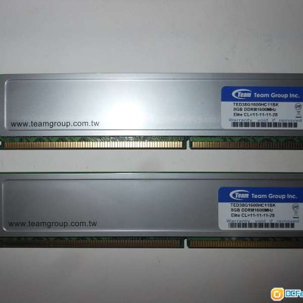Team Elite DDR3-1600MHz 8GB 12800 CL11 RAM 雙面 記憶體.