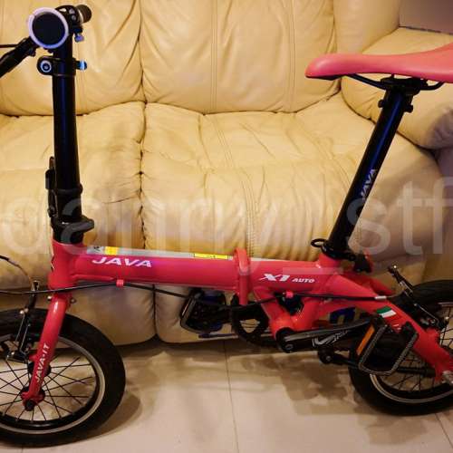 Java Fit X1 Auto 粉紅女皇 14"吋 兩速 V刹 絕版罕有 輕量摺合單車 Bike (比Dahon ...