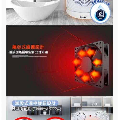 伊瑪牌 Imarflex 搖擺防水霧暖風機(有保養，全新) INF-20E