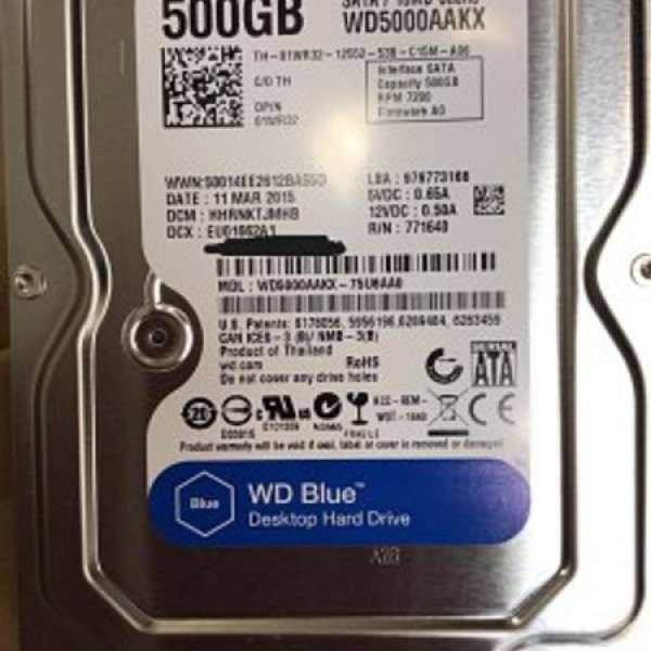 1 隻WD 500 GB HDD 7200rpm  3.5ch for PC use