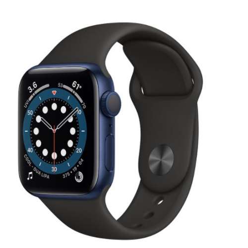 Apple Watch Series 6 GPS, 40mm Blue Aluminum Case with Black Sport Band