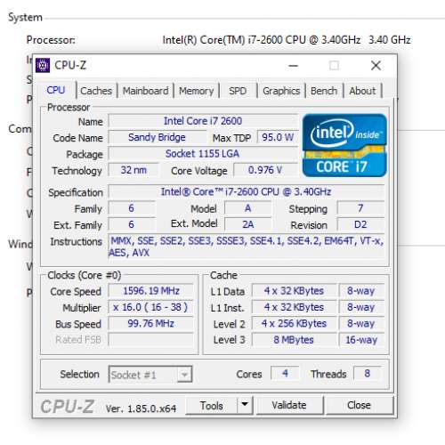 Intel Core i7-2600 @ 3.40GHz