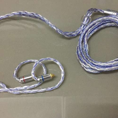 全新16絞銀藍混編352芯4N純銅渡4U厚銀耳機升級線MMCX去3.5頭cable