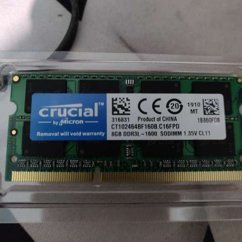 Crucial notebook ram 8G DDR3L-1600 sodimm 1.35V