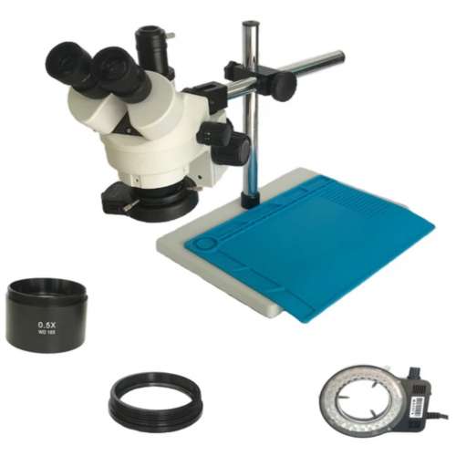 全新Amszoom 工業三目立體顯微鏡焊接雙臂Microscopio LED燈燈珠寶PCB維修