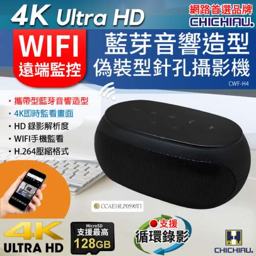 WIFI 高清4K 藍芽音響喇叭造型無線網路夜視微型針孔攝影機 影音記錄器