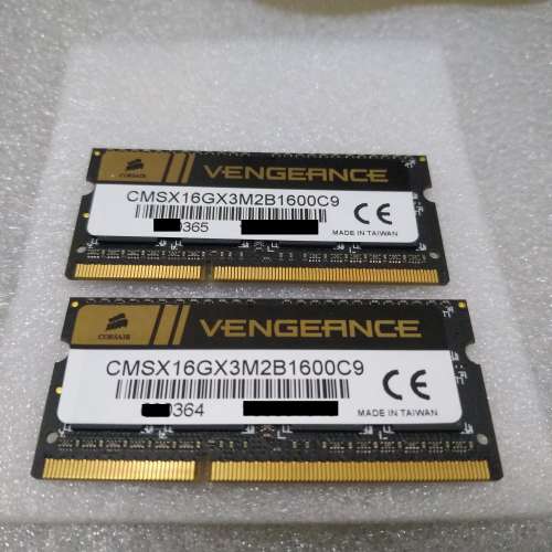 CORSAIR 16GB Kit (8GBx 2) DDR3L-1600 Notebook Ram (Mac & PC 合用)  -100% 正常