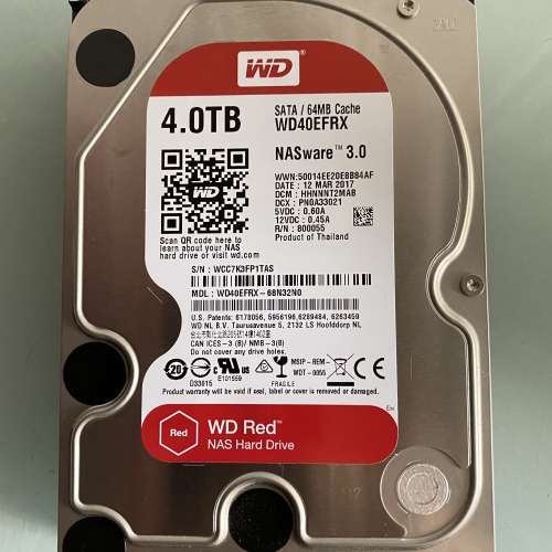 WD Red NAS Hard Drive 4TB WD40EFRX