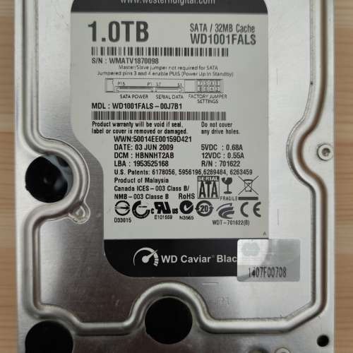 WD Black 1TB 7200rpm 32MB Cache HDD