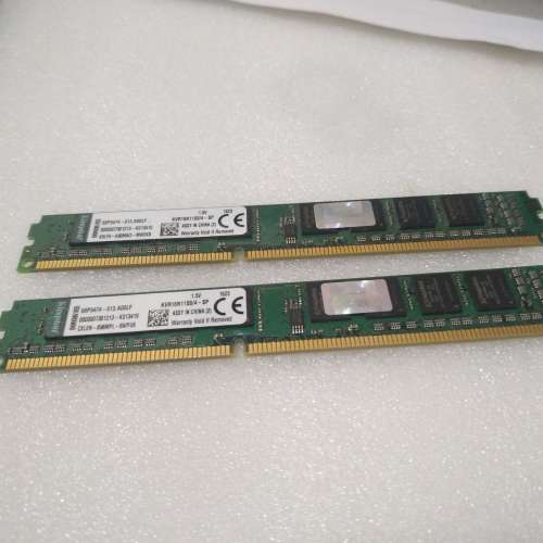 KINGSTON DDR3-1600 4GB x 2 Desktop Ram- HK SYNNEX 聯強行保- 100% Work-