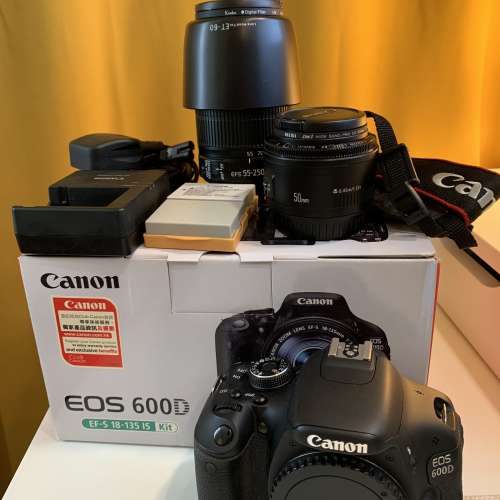 【攝影入門全套】Canon EOS 600D 送 原廠鏡頭配件 Canon EFS 55-250mm ＋Canon EF ...