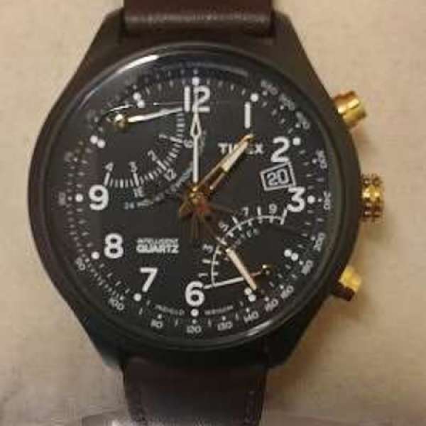 Timex t2n931 Fly Back Chronograph啡帶金針95%新