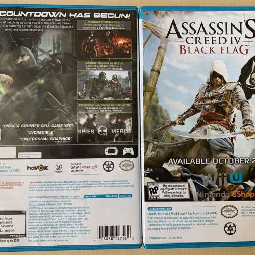 原裝美版Wii U遊戲 - Tom Clancy's Splinter Cell: Blacklist