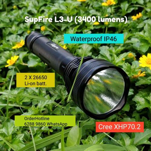 LED大功率強光電筒SupFire L3-U with Cree XHP70.2. 3400流明