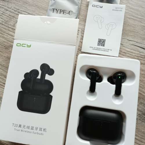QCY T10 雙動鐵 4麥降噪 真無線藍牙耳機 TWS 黑色, 98% New