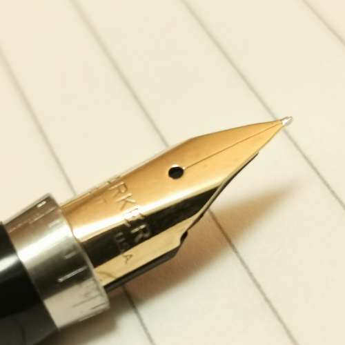 派克75 第一代 平頂 14K包金銀格 墨水筆