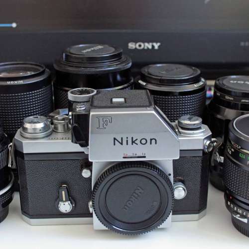 Nikon F camera with lens