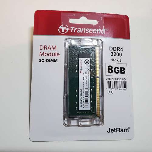 有保養 Transcend 8GB DDR4 3200MHz SODIMM RAM 筆記型電腦記憶體