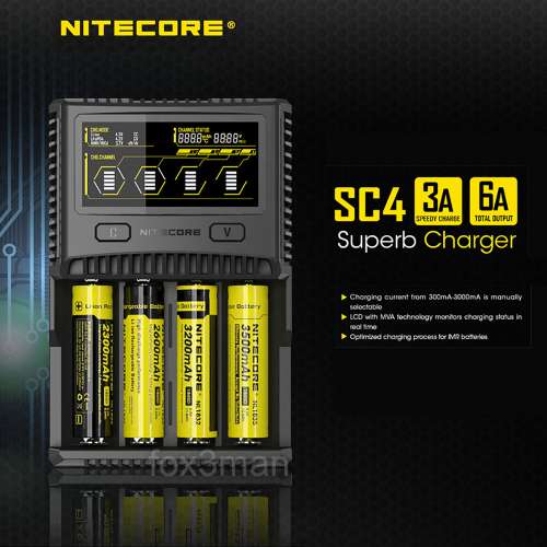 NITECORE SC4 高速智能電池充電器 18650/Li-ion/IMR 最大總充電電流可達6A