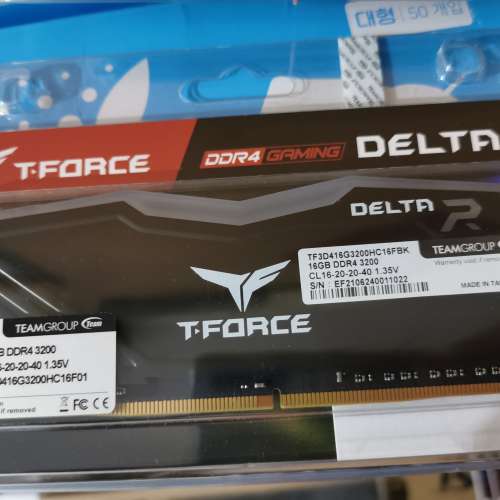 全新TEAM T FORCE DELTA RGB DDR4 8G , 16G