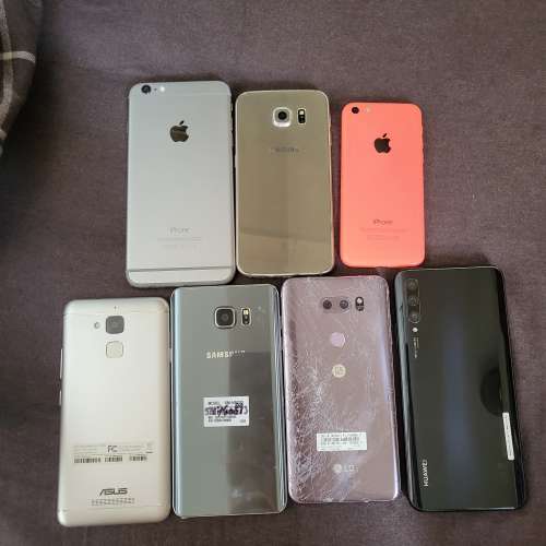 壞機 二手機 問題機 7部 iphone Samsung LG Asus 華為