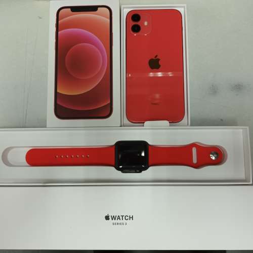 99%新 iphone 12 紅色 64GB 5G (no face id) 送 90%新 apple watch series 3 第三...