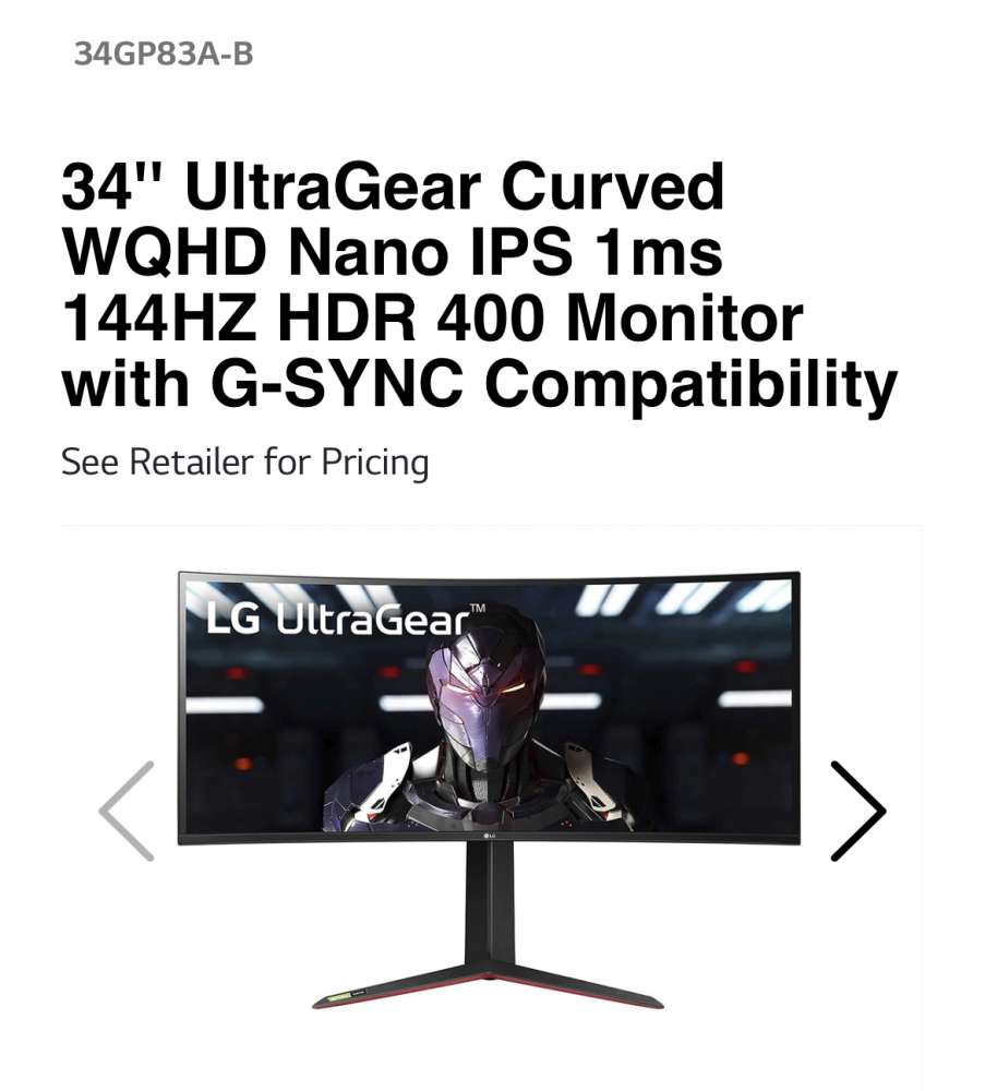 G Sync Lg 34gp83a Review Lg 34gp83a LG 34GP83A-B 21:9 3440*1440 160hz