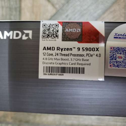 全新未拆AMD Ryzen 9 5900x(盒/行/保)