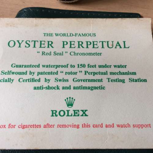 Rolex red seal chronometer paper