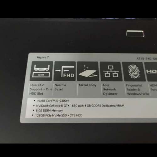 98% New Acer Aspire 7 電競 Gaming Notebook GTX 1650