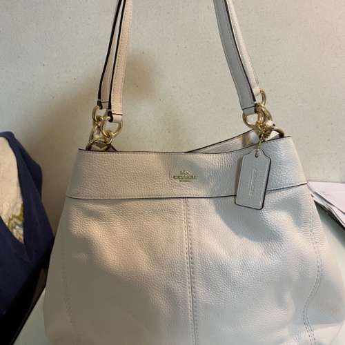 全新 Coach 白色真皮手袋