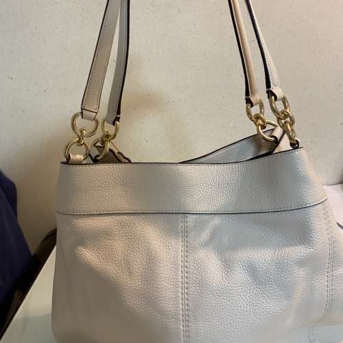 全新 Coach 白色真皮手袋