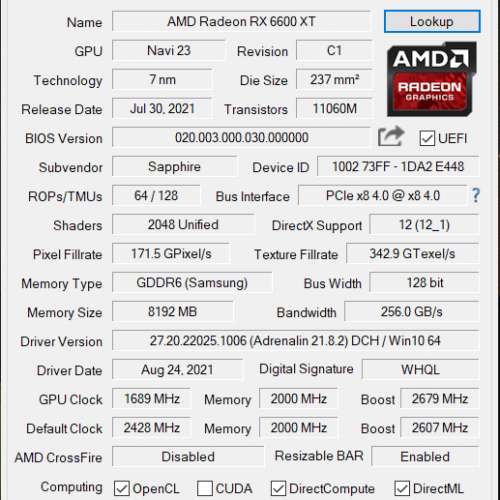 AMD sapphire rx6600xt Nitro+