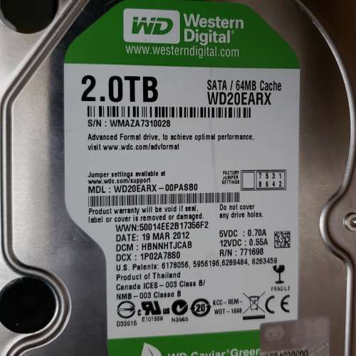 WD 2T HDD 3.5时 SATA 全正常