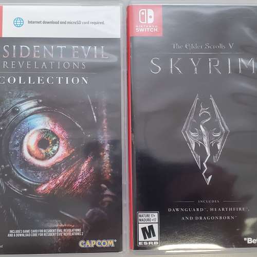 9成新 Nintendo Switch Games－Skyrim, Resident Evil Revelations Collection
