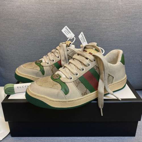 GUCCI 古馳 Screener系列 GG琺瑯 做1款 女款休閒鞋綠色