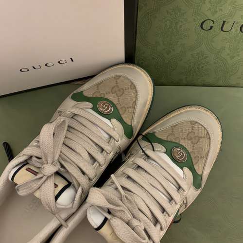 GUCCI 古馳 Screener系列 GG琺瑯 做1款 女款休閒鞋綠色