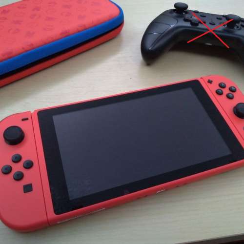 絶版 純紅 Switch Nintendo Switch Mario瑪利歐亮麗紅x亮麗藍遊戲主機套裝
