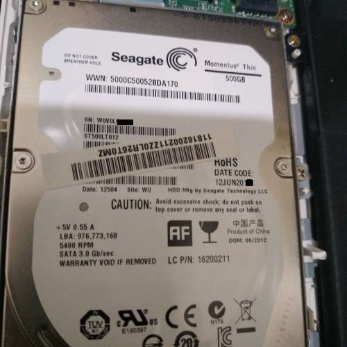 超新淨,小用 Seagate ST500LT012 500GB  SATA 2.5"  Notebook HDD  100% 全正常