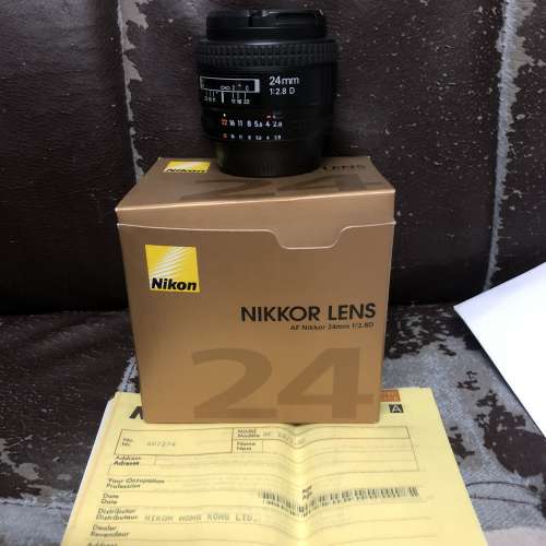 超平 新淨靚仔 全套有盒行貨 Nikon 24 24mm F2.8 D