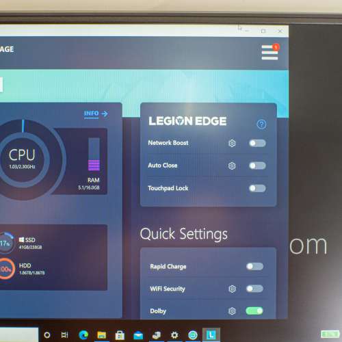 LENOVO LEGION Y7000P 15.6&Prime; i5-8300H 16G-DDR4 2666 256G-SSD + 1TB RTX2060 6G