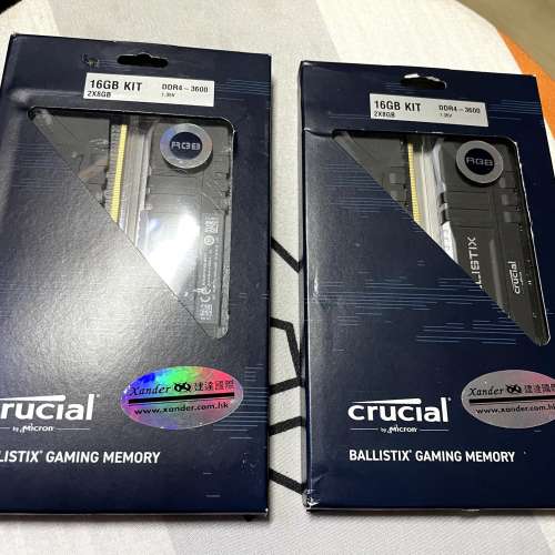 Crucial Ballistix DDR4 3600 RGB 黑色 16GB KIT(8GB X2)行貨