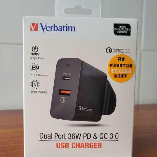 Verbatim Dual Port 36W PD&QC 3.0 USB Charger