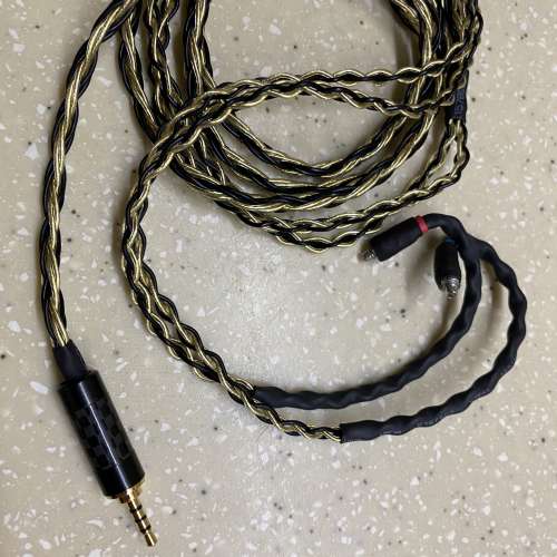 8絞黑金152芯金銀線mmcx插2.5mm耳機升級線