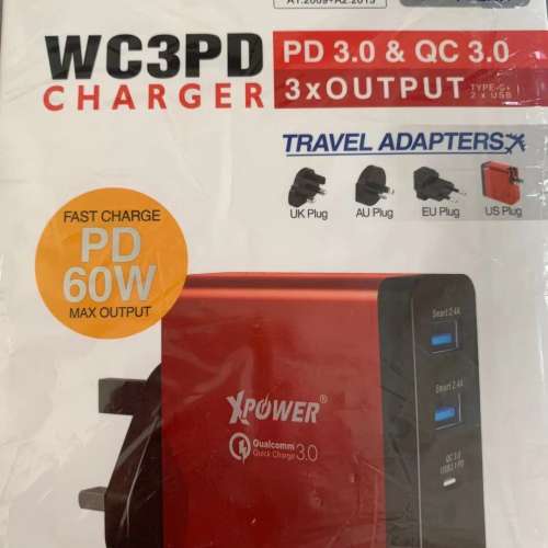 XPower WC3PD PD旅行充電器 60W 12A Travel Quick Chrager & PD
